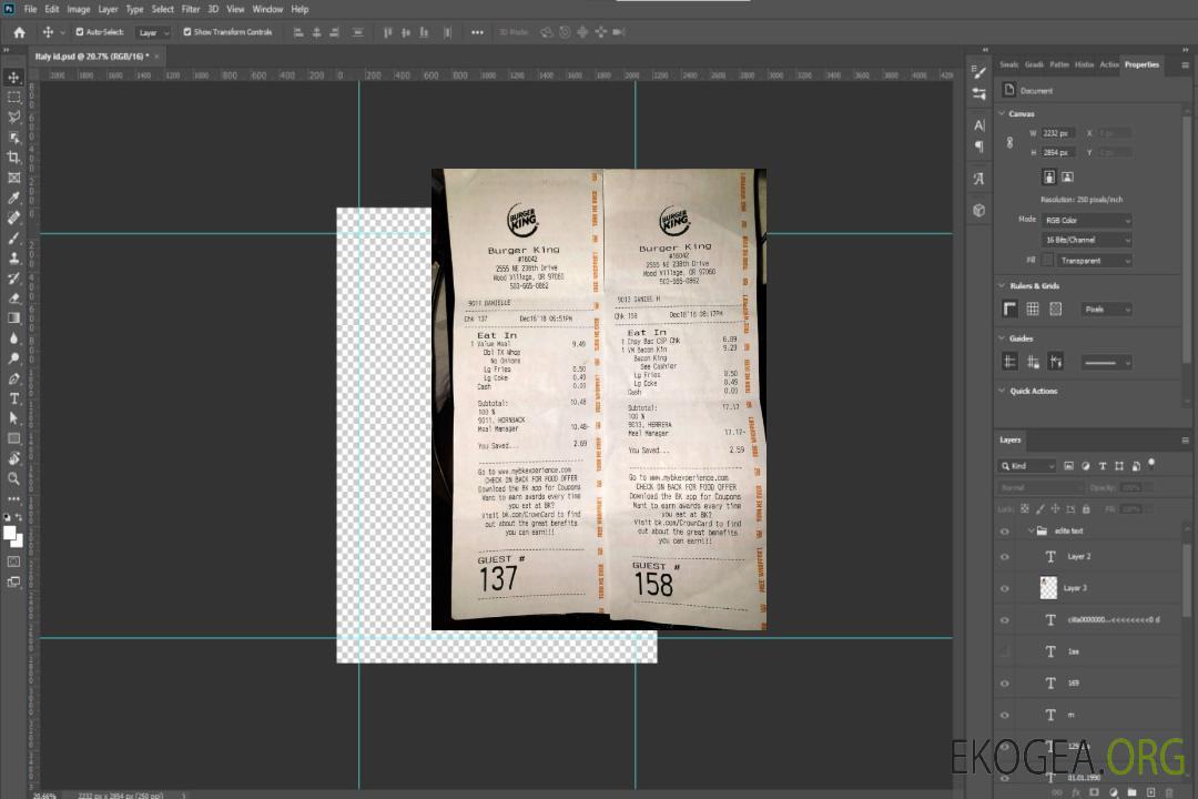 Reçu de paiement Burger King template